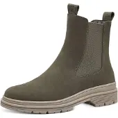 Tamaris Damen Chelsea Boots/ Stiefeletten Grün Leder-Textil-Mix Größe: 36