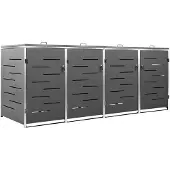 vidaXL Mülltonnenbox für 4 Tonnen 276,5x77,5x115 cm Edelstahl