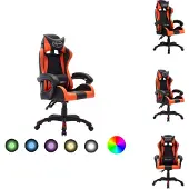 vidaXL Gaming-Stuhl mit RGB LED-Leuchten Orange und Schwarz Kunstleder - Bürostühle