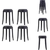 vidaXL Stapelbare Hocker 4 Stk. Schwarz Kunststoff - Barhocker