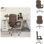 vidaXL Bürostuhl mit Liegefunktion Braun Kunstleder - Bürostühle