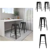 vidaXL Barhocker Stapelbar 2 Stk. Schwarz Metall - Barhocker