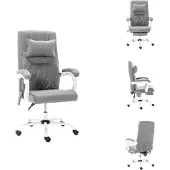 vidaXL Massage-Bürostuhl Grau Stoff - Bürostühle