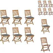 vidaXL Klappbare Gartenstühle 6 Stk. mit Kissen Massivholz Akazie - Gartenstühle