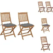 vidaXL Klappbare Gartenstühle 2 Stk. mit Kissen Massivholz Akazie - Gartenstühle