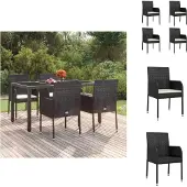 vidaXL Gartenstühle mit Kissen 4 Stk. Poly Rattan Schwarz - Gartenstühle