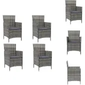 vidaXL Gartenstühle mit Kissen 4 Stk. Poly Rattan Grau - Gartenstühle