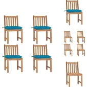 vidaXL Gartenstühle 4 Stk. mit Kissen Massivholz Teak - Gartenstühle