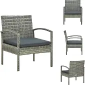 vidaXL Gartenstuhl mit Kissen Poly Rattan Grau - Gartenstühle