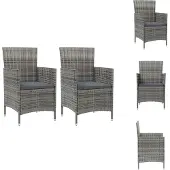 vidaXL Gartenstühle mit Kissen 2 Stk. Poly Rattan Grau - Gartenstühle