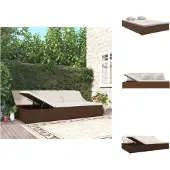 vidaXL Sonnenliege mit Auflagen Poly Rattan Braun - Gartenbetten