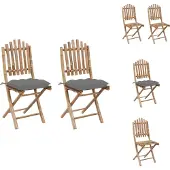 vidaXL Klappbare Gartenstühle 2 Stk. mit Kissen Bambus - Gartenstühle