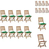 vidaXL Klappbare Gartenstühle 8 Stk. mit Kissen Massivholz Akazie - Gartenstühle