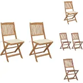 vidaXL Klappbare Gartenstühle 2 Stk. mit Kissen Massivholz Akazie - Gartenstühle