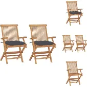 vidaXL Gartenstühle mit Anthrazit Kissen 2 Stk. Massivholz Teak - Gartenstühle