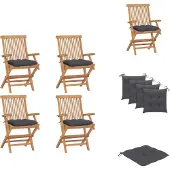 vidaXL Gartenstühle mit Anthrazit Kissen 4 Stk. Massivholz Teak - Gartenstühle