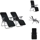 vidaXL Klappbare Gartenstühle mit Polstern 2 Stk. Schwarz - Gartenstühle