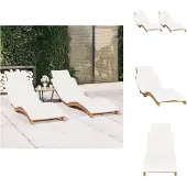 vidaXL Sonnenliegen 2 Stk. mit Auflagen Massivholz Teak - Sonnenliegen