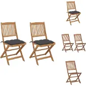 vidaXL Klappbare Gartenstühle 2 Stk. mit Kissen Massivholz Akazie - Gartenstühle