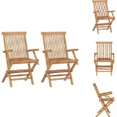 vidaXL Gartenstühle 2 Stk. Klappbar Massivholz Teak - Gartenstühle