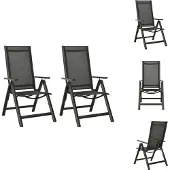 vidaXL Klappbare Gartenstühle 2 Stk. Textilene und Aluminium Schwarz - Gartenstühle