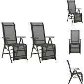 vidaXL Garten-Liegestühle 2 Stk. Textilene und Aluminium Schwarz - Gartenstühle