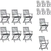 vidaXL Klappbare Gartenstühle 6 Stk. mit Sitzkissen Massivholz Akazie - Gartenstühle
