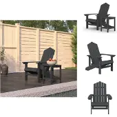 vidaXL Adirondack-Gartenstuhl mit Tisch HDPE Anthrazit - Gartenstühle