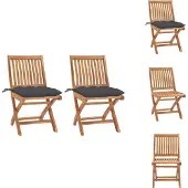 vidaXL Gartenstühle 2 Stk. mit Anthrazit Kissen Massivholz Teak - Gartenstühle
