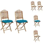 vidaXL Klappbare Gartenstühle 2 Stk. mit Kissen Bambus - Gartenstühle