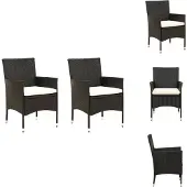 vidaXL Gartenstühle mit Kissen 2 Stk. Poly Rattan Schwarz - Gartenstühle