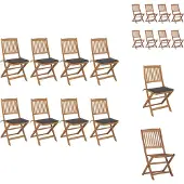 vidaXL Klappbare Gartenstühle 8 Stk. mit Kissen Massivholz Akazie - Gartenstühle