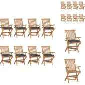 vidaXL Gartenstühle mit Anthrazit Kissen 8 Stk. Massivholz Teak - Gartenstühle