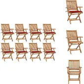 vidaXL Klappbare Gartenstühle mit Kissen 8 Stk. Massivholz Teak - Gartenstühle