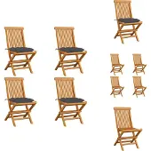 vidaXL Gartenstühle mit Anthrazit Kissen 4 Stk. Massivholz Teak - Gartenstühle