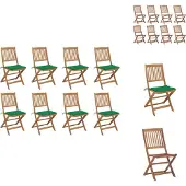 vidaXL Klappbare Gartenstühle mit Kissen 8 Stk. Massivholz Akazie - Gartenstühle
