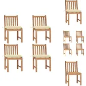 vidaXL Gartenstühle 4 Stk. mit Kissen Massivholz Teak - Gartenstühle