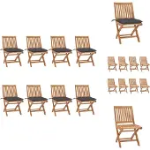 vidaXL Klappbare Gartenstühle mit Kissen 8 Stk. Massivholz Teak - Gartenstühle