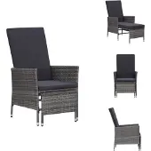 vidaXL Garten-Liegestuhl mit Auflagen Poly Rattan Grau - Gartenstühle