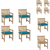 vidaXL Gartenstühle 4 Stk. mit Hellblauen Kissen Massivholz Teak - Gartenstühle