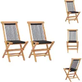 vidaXL Klappbare Gartenstühle 2 Stk. Massivholz Teak und Seil - Gartenstühle