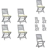 vidaXL Klappbare Gartenstühle 4 Stk. mit Kissen Massivholz Akazie - Gartenstühle