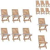 vidaXL Klappbare Gartenstühle mit Kissen 6 Stk. Massivholz Teak - Gartenstühle