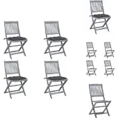 vidaXL Klappbare Gartenstühle 4 Stk. mit Kissen Massivholz Akazie - Gartenstühle