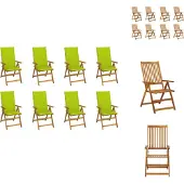 vidaXL Klappbare Gartenstühle mit Kissen 8 Stk. Massivholz Akazie - Gartenstühle