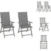 vidaXL Verstellbare Gartenstühle 2 Stk. mit Auflagen Massivholz Akazie - Gartenstühle