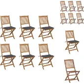vidaXL Klappbare Gartenstühle 6 Stk. mit Kissen Massivholz Akazie - Gartenstühle