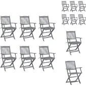 vidaXL Klappbare Gartenstühle 6 Stk. mit Sitzkissen Massivholz Akazie - Gartenstühle