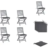 vidaXL Klappbare Gartenstühle 4 Stk. mit Kissen Massivholz Akazie - Gartenstühle