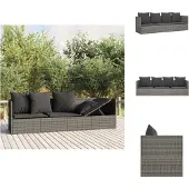 vidaXL Outdoor-Loungebett mit Kissen Grau Poly Rattan - Sonnenliegen